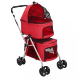 VidaXL Cărucior pliabil c&acirc;ini 2 niveluri roșu 83x48x97cm textil Oxford