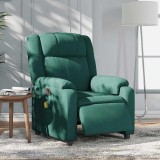 VidaXL Fotoliu electric de masaj rabatabil, verde &icirc;nchis, textil