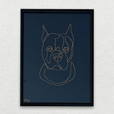 Tablou caine Amstaff, 18×24 cm