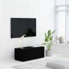 Dulap TV Gossi Negru 80x34x30cm Lemn Prelucrat Comoda TV Living cu 3 Sertare