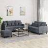 VidaXL Set de canapele cu perne, 3 piese, gri &icirc;nchis, catifea 3201711