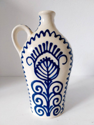 Butelca ceramica stil etno rustic, 20 cm inaltime foto