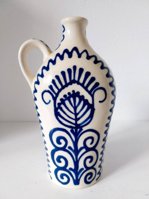 Butelca ceramica stil etno rustic, 20 cm inaltime