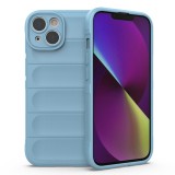 Husa pentru iphone 14 plus, antisoc, margini cu striatii, design minimalist, bleu