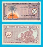Cumpara ieftin Biafra (p#1) 5 Shillings 1967 UNC &#039;Stat secesionist&#039; serie: 6549xxx; Prima bancnotă din Biafra