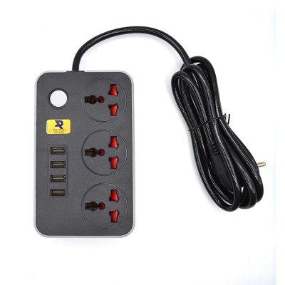 Adaptor cu 4 porturi USB si 3 prize, E186, 180 cm foto