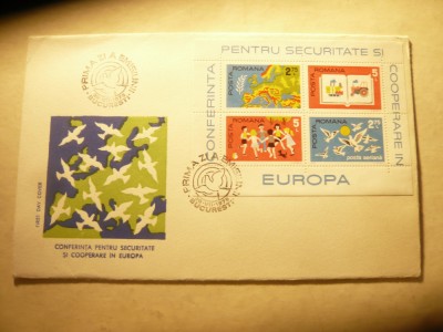 FDC Romania 1975 - Conferinta pt Securitate ,bloc 4 val foto