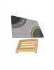 Covoras pentru baie ultra absorbant, anti-alunecare, model Cercle, 50 x 80 cm si sapuniera din lemn, Home