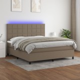 Cumpara ieftin Gossi pat cu arcuri, saltea si led, gri taupe, 160x200 cm, textil