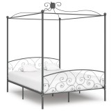 vidaXL Cadru de pat cu baldachin, gri, 180 x 200 cm, metal