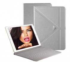 Husa Tableta cu Tastatura Apple iPad 9.7&amp;quot; 5Th Generation 2017-2018 IPad Air 5&amp;quot; ofera protectie Lux Oregami Silver foto