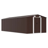 Cumpara ieftin Sopron de gradina, 257x580x181 cm, maro, metal