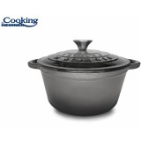 Cratita fonta + capac 22x9.5cm, 2.9 L, Baza potrivita pentru inductie, MARBLE GREY, Heinner