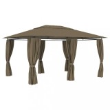 VidaXL Pavilion de grădină cu perdele, gri taupe, 4 x 3 m, 180 g/m&sup2;