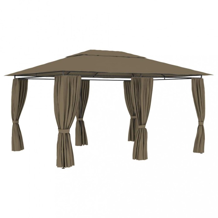 vidaXL Pavilion de grădină cu perdele, gri taupe, 4 x 3 m, 180 g/m&sup2;