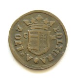 q686 UNGARIA AUSTRIA 1 POLTURA 1707 CM REVOLUTIA PRICIPELUI RAKOCZI FERENC II VARIANTA RARA MONETARIA KOSICE Cassovia/Moneta cupru VF