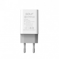 Alimentator (Incarcator) de la retea (230V) la 1 x QC USB 3A Fast Charge Alb GF-U206Q Golf