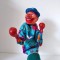 Marioneta boxer teatru de papusi, papusa manuala, cap cauciuc, maini actionabile
