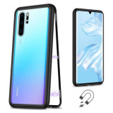Husa Magnetica Huawei P30, Sticla Securizata + Folie Privacy, Protectie Completa, Anti-Spy
