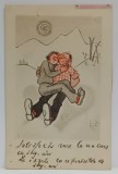 CUPLU LA SCHI , CARICATURA , CARTE POSTALA , 1939