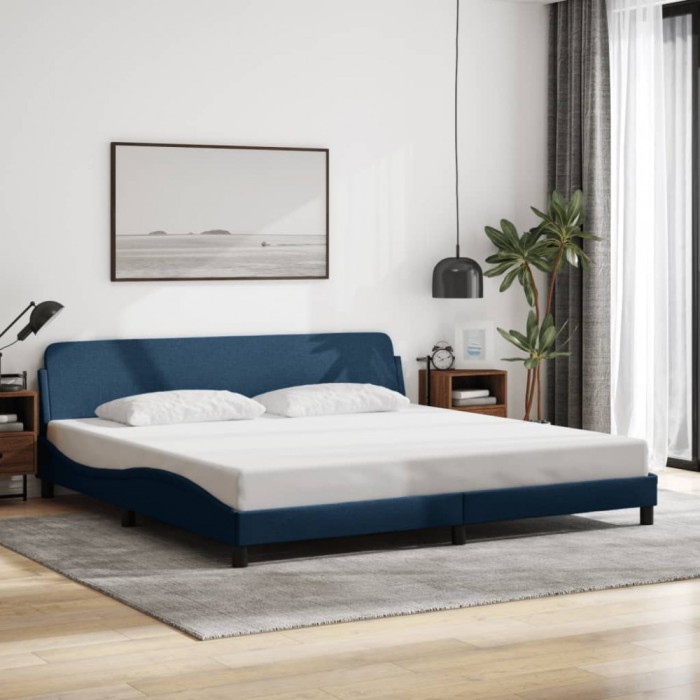 vidaXL Cadru de pat, Dover, albastru, 200x200 cm, textil 373251