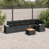Cumpara ieftin Set canapele de grădină cu perne, 7 piese, negru, poliratan