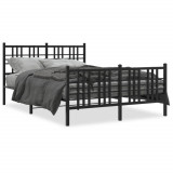 VidaXL Cadru pat metalic cu tăblie de cap/picioare, negru, 120x190 cm