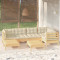 Set mobilier gradina cu perne crem, 7 piese, lemn masiv pin
