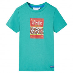 Tricou pentru copii cu mâneci scurte, verde mentă închis, 140