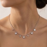 Colier cu Pandantive Charms și Strass, Argintiu, CMCLASS