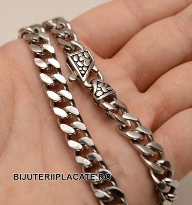 Set Lant si Bratara Cuban din Inox Masiv S93X foto