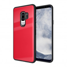 Husa Samsung Galaxy S9 Plus - Cu Spate Din Sticla Securizata Rosie foto