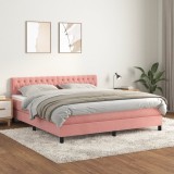 VidaXL Pat box spring cu saltea, roz, 180x200 cm, catifea 3141502