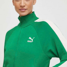 Puma bluză Iconic T7 femei, culoarea verde, cu model, 625602