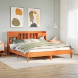 VidaXL Pat cu bibliotecă fără saltea maro 200x200 cm lemn masiv de pin