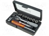 Set Chei Tubulare 16 Buc Oțel Crom Vanadium AVIT, 1/4&quot;, 4-13mm, Geantă Inclusă, Prelungitor, Clichet
