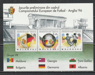 Moldova 1994 - #148-150 Preliminariile C. E. de Fotbal. Anglia&amp;#039;96 M/S 1v MNH foto