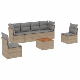 Cumpara ieftin Set canapele de gradina, 7 piese, cu perne, bej, poliratan