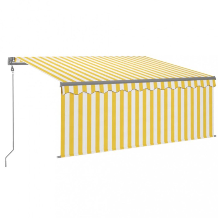 Copertina retractabila automat cu stor, galben&amp;alb, 3,5x2,5 m