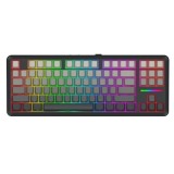 Tastatura gaming mecanica Bluetooth cu si fara fir Redragon Wildslash Pro neagra cu gri degrade iluminare RGB