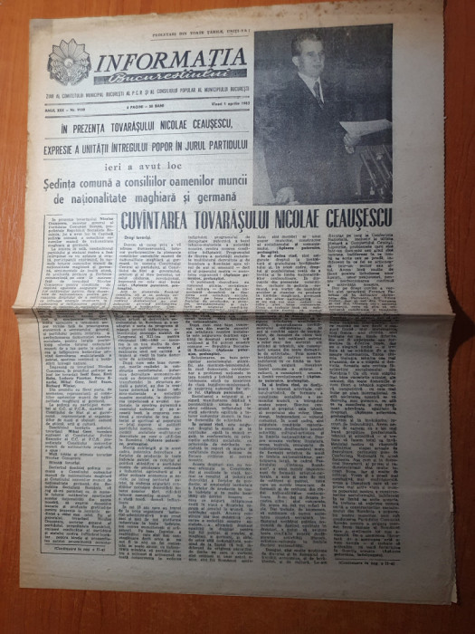 informatia bucurestiului 1 aprilie 1983-cuvantarea lui ceausescu