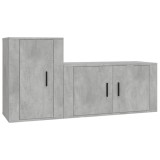 Cumpara ieftin Set dulap TV, 2 piese, gri beton, lemn prelucrat