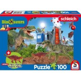 Puzzle Schmidt: Dinozauri din timpuri preistorice, 100 piese + Cadou: figurina dinozaur Saichania
