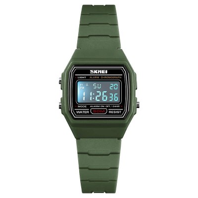 Ceas copii Skmei Digital Data Cronometru Alarma Verde militar foto