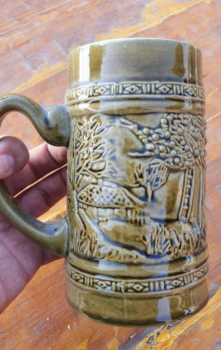 Halba de bere din ceramica, decorativa, 16x10 cm