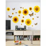 Cumpara ieftin Sticker Perete Autocolant Floarea Soarelui si Fluturi 40x60cm - 17940