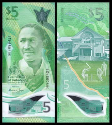 Barbados 2022 - 5 dollars, UNC foto