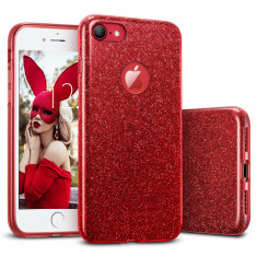Husa telefon Apple Iphone 7 Plus ofera protectie Glitter Shine Red foto