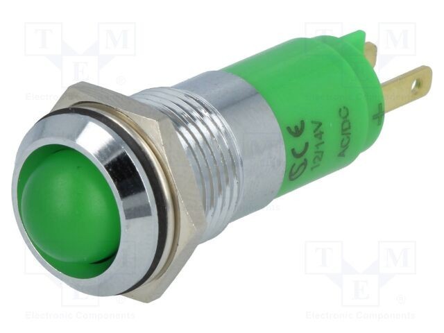 Lampă de control LED verde concavă 12-14V SIGNAL-CONSTRUCT