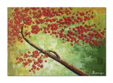 Cumpara ieftin Tablou pictat manual living, dormitor, Copacul vietii, bucurie, 70x50cm ulei pe panza in relief efect 3D